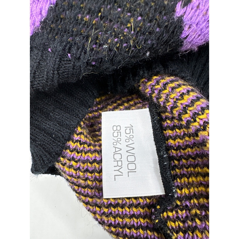 Vintage Triangle Knit Sweater Pants Set Womens‎ M Black Purple Yellow - Picture 6 of 14